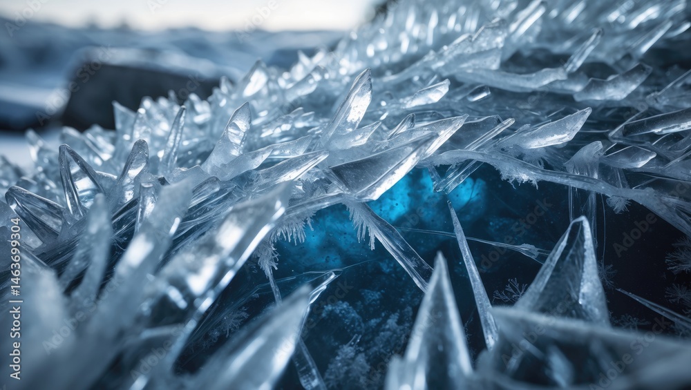 Poster abstract icy textures of winter and frozen patterns