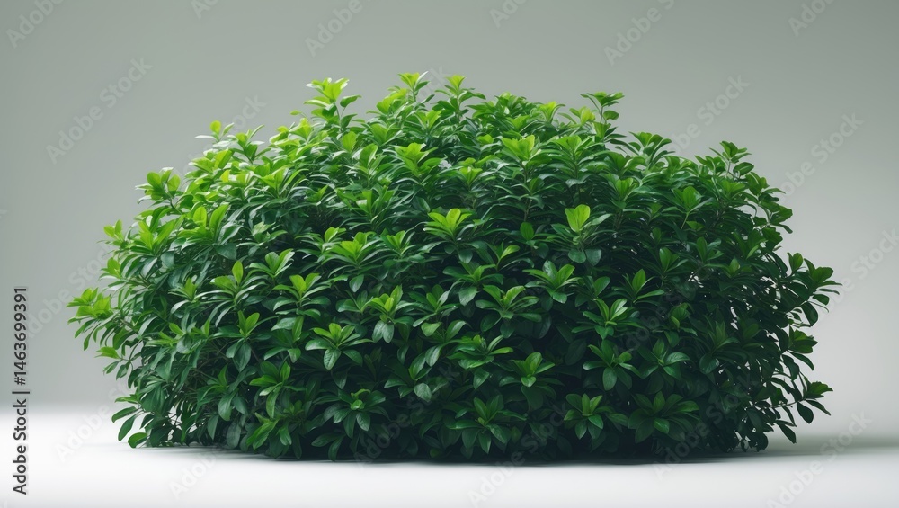 Poster Isolated tropical green shrub and tree fence with bush on background with clipping path