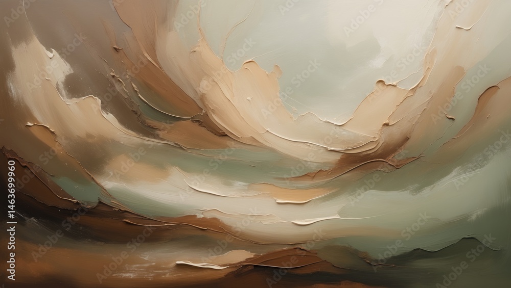 Poster Brushstrokes of oil paint creating a hazy atmospheric abstract background