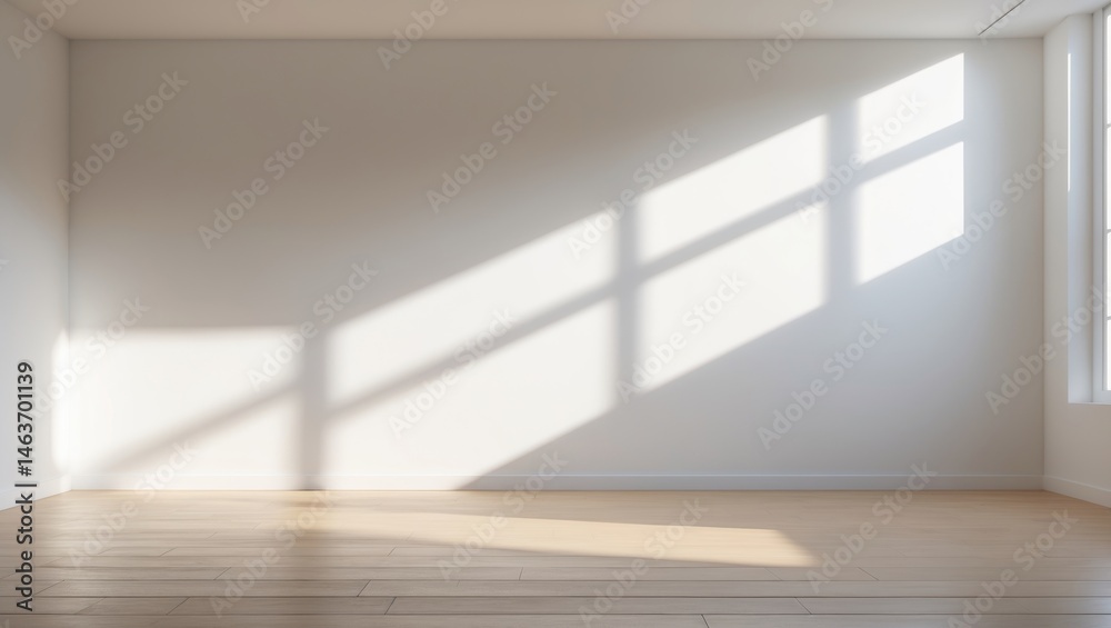 Aufkleber Bright empty studio with large window casting shadows on the wall