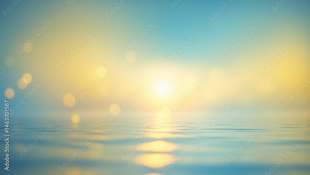 Poster hopeful abstract image with bokeh light effects and a blurred yellow and blue sky backdrop