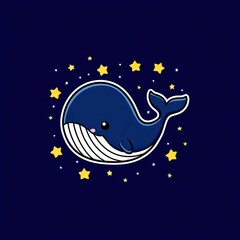 Cute whale surrounded by stars