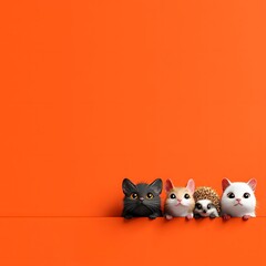 Playful doodle style cartoon animals peering out