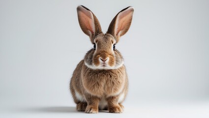 Obraz premium Cute isolated rabbit with big ears, suitable for Easter and farm decor
