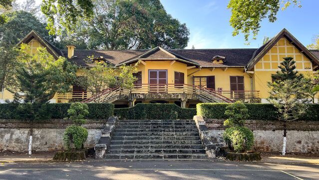 Dak Lak, Vietnam - January 31, 2025 : Exterior View Of Bao Dai Palace In Central Of Buon Ma Thuot City. This Place Is The Resting Place Of Bao Dai, The Last King Of Vietnam.