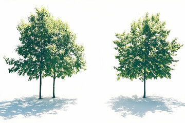 Obraz premium Two Green Trees on White Background