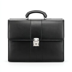 Classic black briefcase isolated on white background