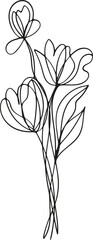 Elegant Minimalist Line Art Flower Bouquet Illustration