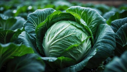 Fresh vegetables from the farm: cabbage harvest in a green background
