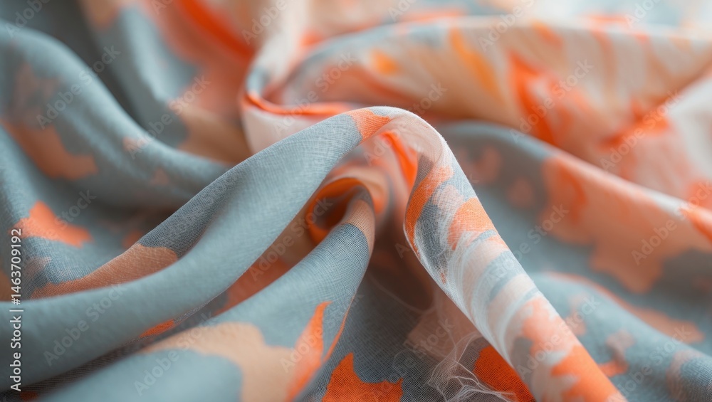 Poster contemporary abstract fabric art showcasing smooth, elegant textures with vibrant color flow and sub