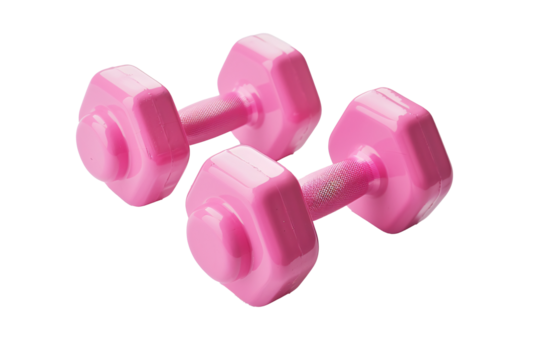 a pair of pink dumbbells