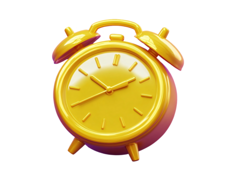 a yellow alarm clock with bells