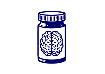 Pill bottle Hand drawn sketch vector illustration