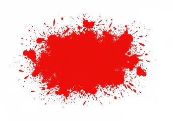 Abstract Red Paint Splash with Detailed Splatters on a White Background