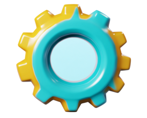 a blue and yellow gear