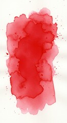 Abstract Red Watercolor Stain on Textured White Paper