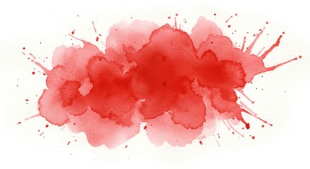 Abstract Red Watercolor Stain Splatter on White Paper Background