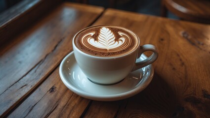 Warm mocha beverage featuring chocolate, espresso, and hot milk on a rustic wooden table