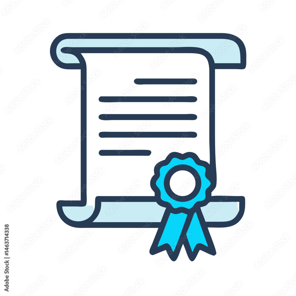 Poster Scroll with Ribbon Seal Icon Representing Certified Document or Official Certificate