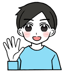 5を出す男性のイラスト