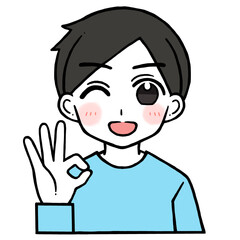 OKポーズをする男性のイラスト