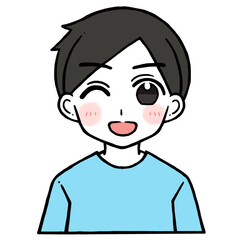 ウインクで笑う男性のイラスト