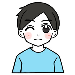 ウインクで微笑む男性のイラスト