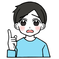 困り顔で人差し指を立てる男性のイラスト