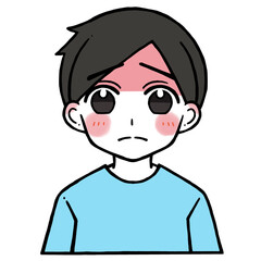 顔の赤い悲しむ男性のイラスト