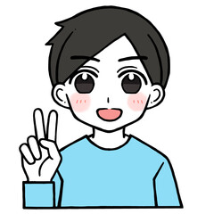 2を出す男性のイラスト