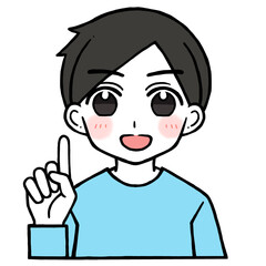 1を出す男性のイラスト