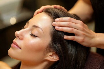 Fototapeta premium Head Massage Therapy for Relaxation and Wellbeing