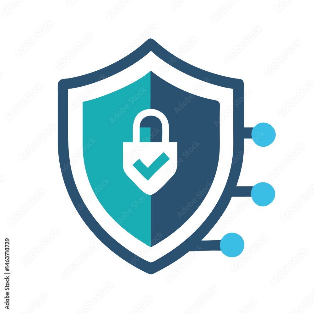 Poster shield icon representing general cybersecurity and data protection