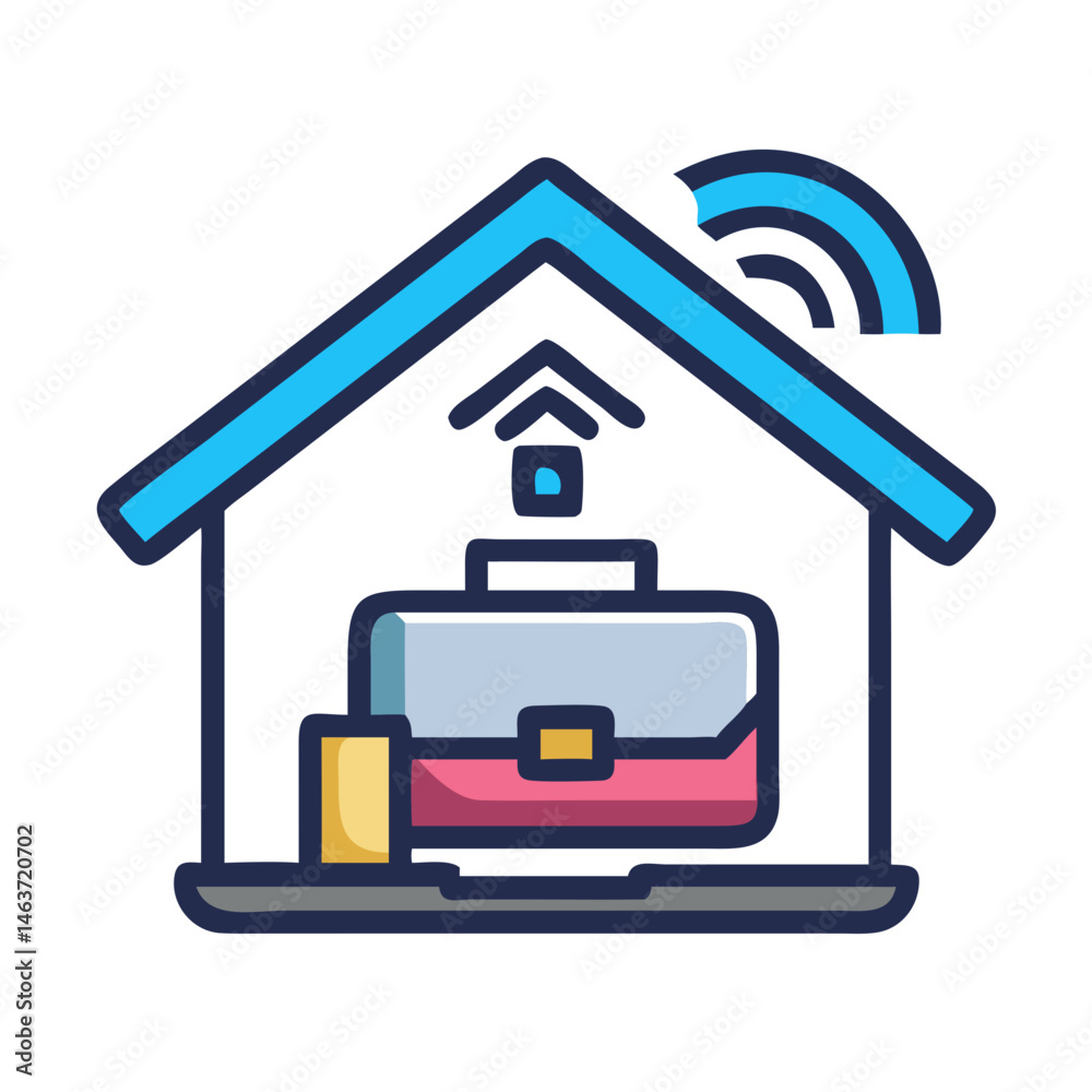 Aufkleber smart home with briefcase icon representing remote work and home office setup