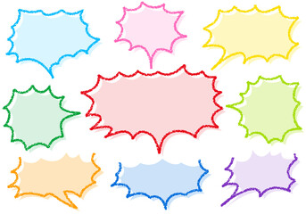 クレヨン素材　手描きのふきだしセット