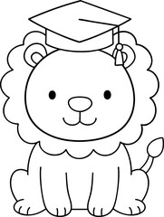 Cute lion wearing graduation cap symbolizes achievement and celebration