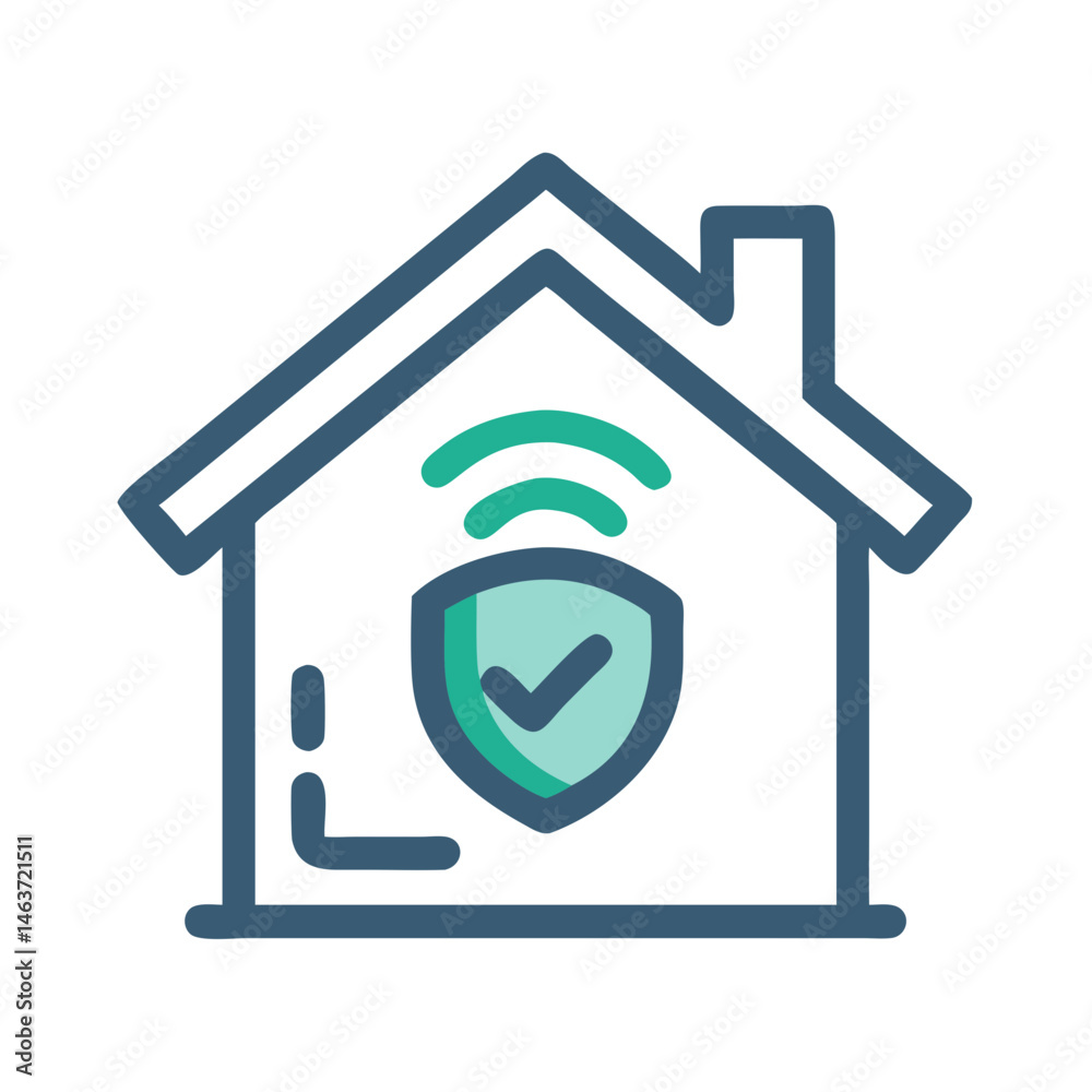 Poster smart home with checkmark icon representing secure living and protection