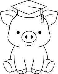 Cute pig graduation cap design featuring pig