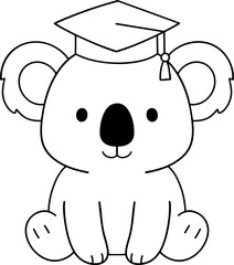 Cute koala wearing graduation cap, symbolizing achievement and celebration