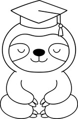 Cute sloth wearing graduation cap, symbolizing achievement and celebration