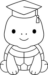 Cute Turtle animal wearing graduation cap, symbolizing achievement and education