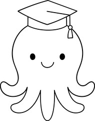 Cute octopus wearing graduation cap, symbolizing achievement and education