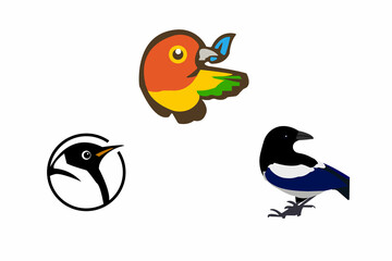 Obraz premium Colorful Vector Bird Logo Set – Modern Flat Style Bird Icons for Branding and Design