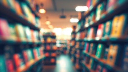 De-focused shot of a bookshop door featuring retro effects and background details