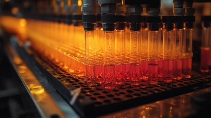 Production line processing test tubes