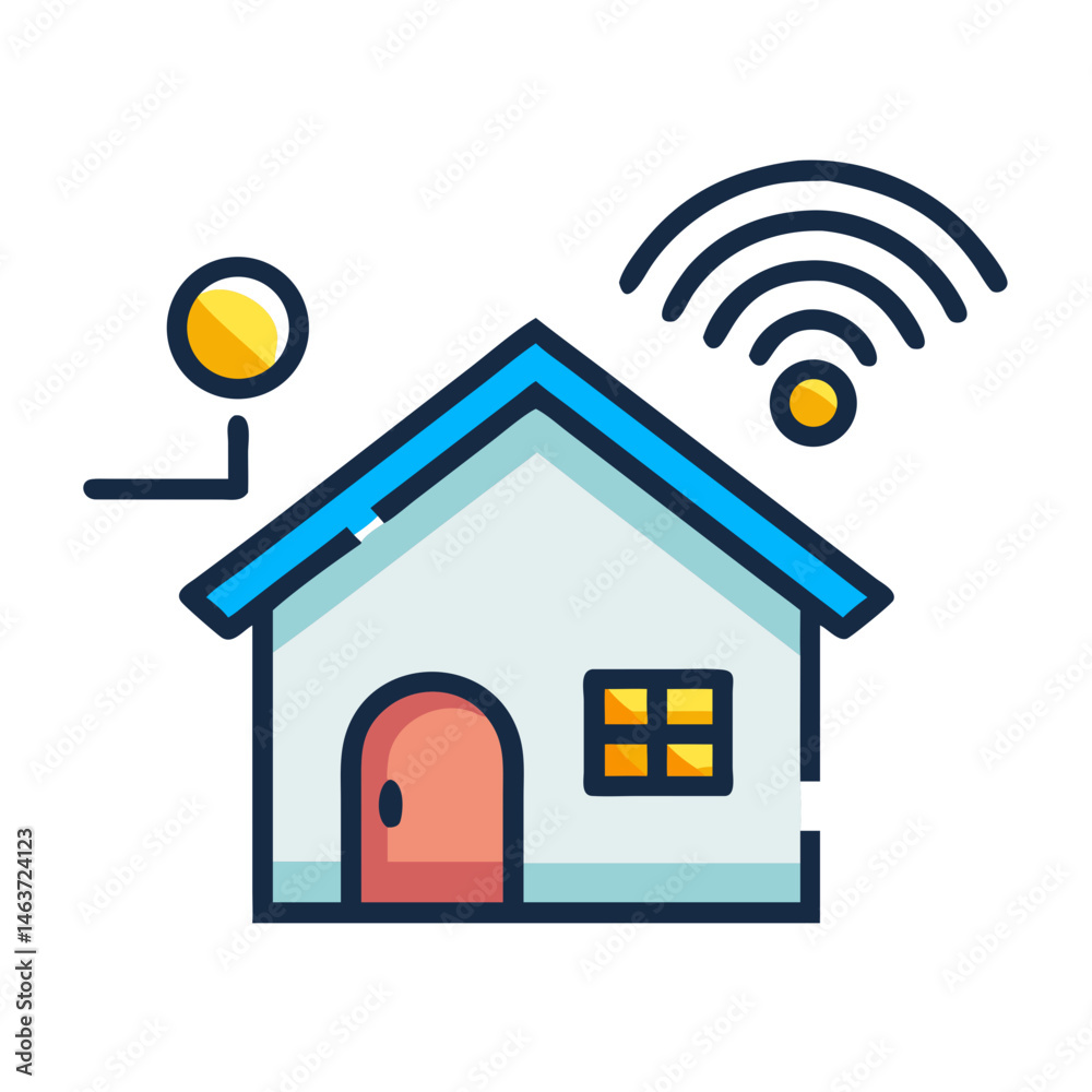 Aufkleber Smart Home with Signal Icon Representing Connected Living and IoT Integration