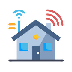 Smart Home with Signal Icon Representing Connected Living and IoT Integration