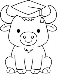 Cute animal wearing graduation cap, symbolizing achievement and celebration