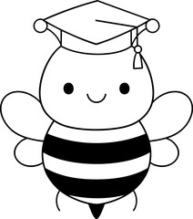 Obraz premium Cute bee wearing graduation cap, symbolizing achievement and celebration