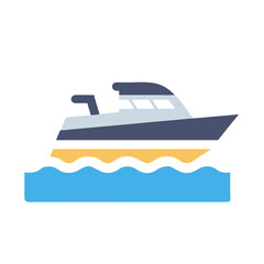Speedboat Icon Representing Maritime Border Transport and Fast Water Navigation